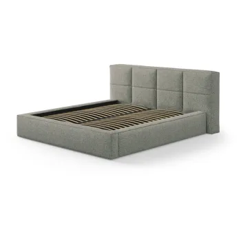 Pat matrimonial verde tapitat cu spatiu de depozitare cu somiera 140x200 cm Simon Darren - Micadoni imagine