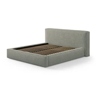 Pat matrimonial verde tapitat cu spatiu de depozitare cu somiera 140x200 cm Simon Olivia - Micadoni imagine