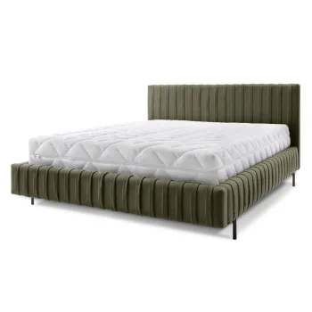 Pat matrimonial verde tapitat cu spatiu de depozitare cu somiera 180x200 cm Plissa - ELTAP imagine