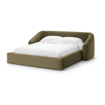 Pat matrimonial verde tapitat cu spatiu de depozitare cu somiera 200x200 cm Campi - Cosmopolitan Design imagine