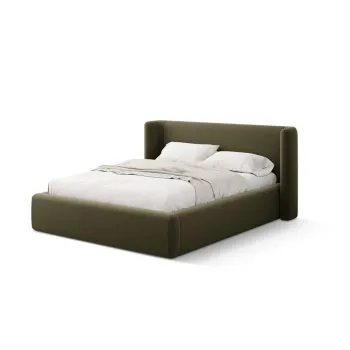 Pat matrimonial verde tapitat cu spatiu de depozitare cu somiera 200x200 cm Jason - Windsor & Co Sofas imagine