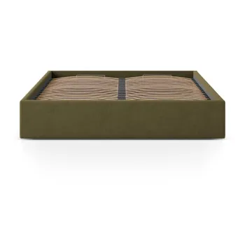Pat matrimonial verde tapitat cu spatiu de depozitare/fara tablie cu somiera 180x200 cm Susan - Micadoni imagine