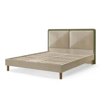Pat matrimonial verde tapitat tapitat cu somiera 140x190 cm Mara - Bobochic Paris imagine
