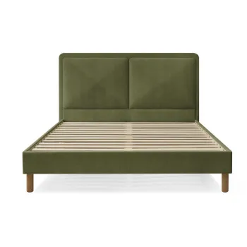 Pat matrimonial verde tapitat tapitat cu somiera 180x200 cm Mara - Bobochic Paris imagine