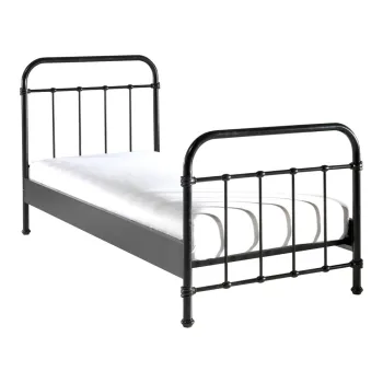 Pat metalic pentru copii Vipack New York, 90 x 200 cm, negru imagine