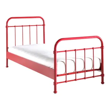 Pat metalic pentru copii Vipack New York, 90 x 200 cm, rosu imagine