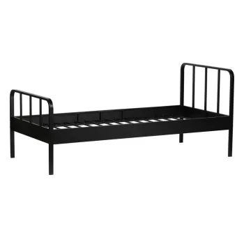 Pat negru din metal cu somiera 90x200 cm Mees - WOOOD imagine
