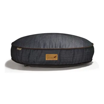 Pat pentru animale de companie albastru inchis pentru caini 28x90 cm Round Bed Denim Medieval Blue / Dark Chocolate M - P.L.A.Y. imagine
