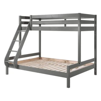 Pat pentru copii 140x200/90x200 cm gri supraetajat Pino - Vipack imagine