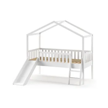 Pat pentru copii 90x200 cm alb inalt cu forma de casuta Dallas - Vipack imagine