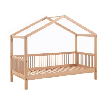 Pat pentru copii A(R)n culoare naturalAde tip casAdin lemn de fag cu somierA90x200 cm Forrest aEURVipack imagine