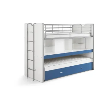 Pat pentru copii alb/albastru supraetajat/cu extensie suplimentara cu spatiu de depozitare cu somiera 90x200 cm Bonny - Vipack imagine