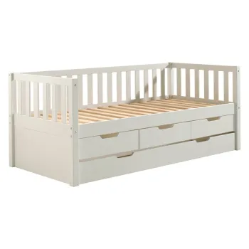Pat pentru copii alb cu extensie suplimentara din lemn de pin cu spatiu de depozitare cu somiera 90x200 cm Fritz - Vipack imagine