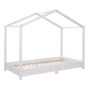 Pat pentru copii alb de tip casa 70x140 cm Montessori - Roba imagine