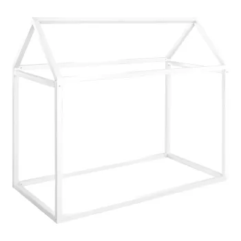 Pat pentru copii alb de tip casa 70x140 cm Montessori - Roba imagine