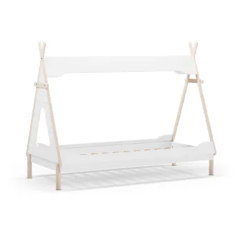 Pat pentru copii alb de tip casa din lemn de pin 90x190 cm Nora - Marckeric imagine