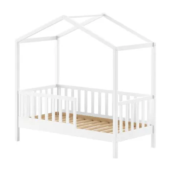 Pat pentru copii alb din lemn masiv de pin 70x140 cm DALLAS - Vipack imagine