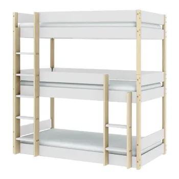 Pat pentru copii alb/in culoare naturala supraetajat 90x190 cm Valka - Marckeric imagine