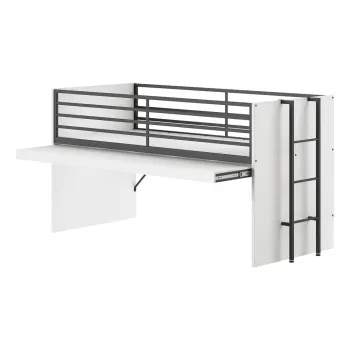 Pat pentru copii alb inalt cu somiera 90x200 cm Sam - Vipack imagine