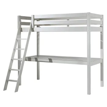 Pat pentru copii alb inalt din lemn masiv de pin 90x200 cm PINO - Vipack imagine