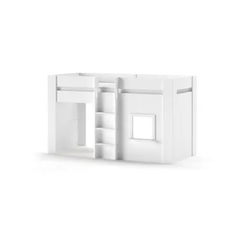 Pat pentru copii alb inalt din lemn masiv de pin 90x200 cm RENO - Vipack imagine