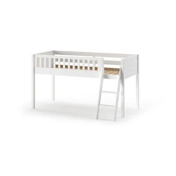 Pat pentru copii alb inalt din lemn masiv de pin 90x200 cm SCOTT - Vipack imagine