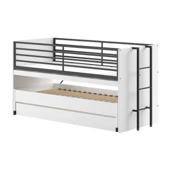 Pat pentru copii alb supraetajat/cu extensie suplimentara cu somiera 90x200 cm Sam - Vipack imagine