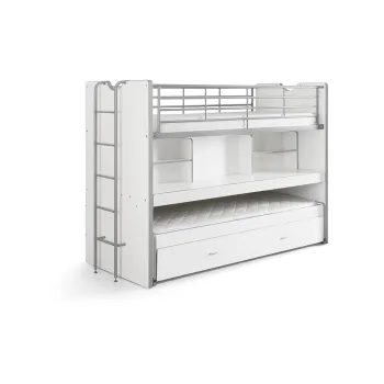 Pat pentru copii alb supraetajat/cu extensie suplimentara cu spatiu de depozitare cu somiera 90x200 cm Bonny - Vipack imagine