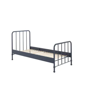 Pat pentru copii albastru inchis din metal 90x200 cm BRONXX - Vipack imagine