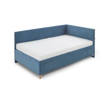 Pat pentru copii albastru pe colt cu spatiu de depozitare 90x200 cm Cool - Meise Mobel imagine