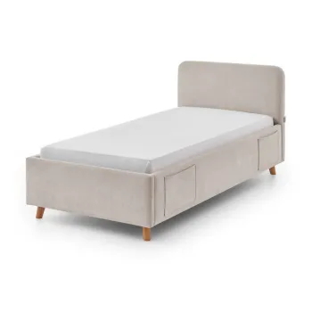 Pat pentru copii bej cu spatiu de depozitare cu somiera 90x200 cm Cosy - Meise Mobel imagine