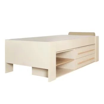 Pat pentru copii bej cu spatiu de depozitare fara somiera 90x200 cm Captain - Roba imagine