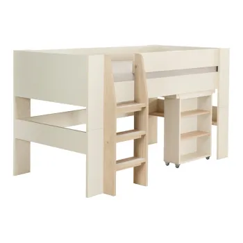 Pat pentru copii bej inalt cu spatiu de depozitare fara somiera 90x200 cm Studio - Roba imagine