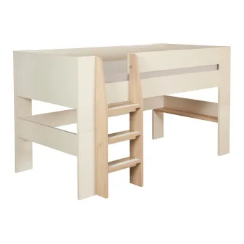 Pat pentru copii bej inalt fara somiera 90x200 cm Loft - Roba imagine