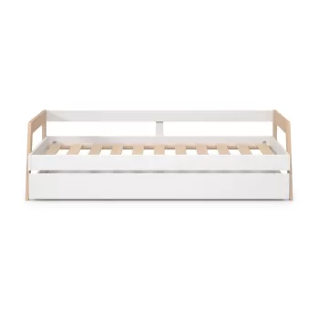 Pat pentru copii cu extensie alb/cu aspect de lemn de pin 90x200 cm Carrie - Marckeric imagine