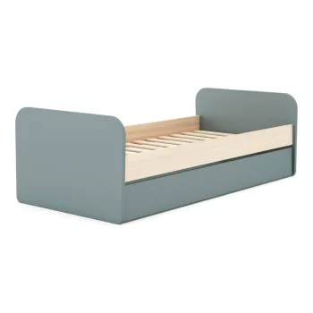 Pat pentru copii cu extensie verde/cu aspect de lemn de pin 90x200 cm Esteban - Marckeric imagine
