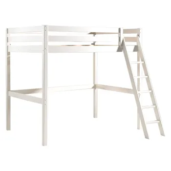 Pat pentru copii cu scara Vipack Pino, 140 x 200 cm, alb imagine