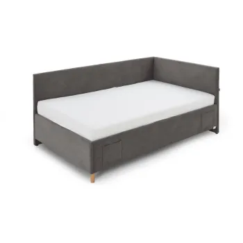 Pat pentru copii gri antracit pe colt cu spatiu de depozitare 140x200 cm Cool - Meise Mobel imagine