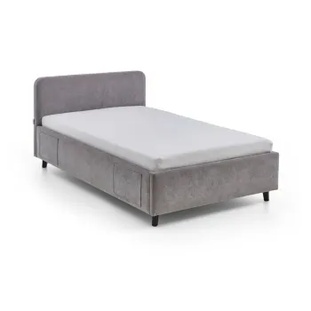 Pat pentru copii gri cu spatiu de depozitare cu somiera 120x200 cm Cosy - Meise Mobel imagine