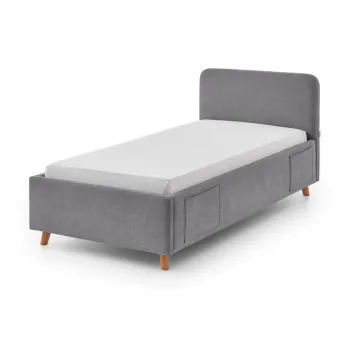 Pat pentru copii gri cu spatiu de depozitare cu somiera 90x200 cm Cosy - Meise Mobel imagine