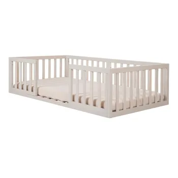 Pat pentru copii gri deschis cu somiera 70x140 cm - Roba imagine