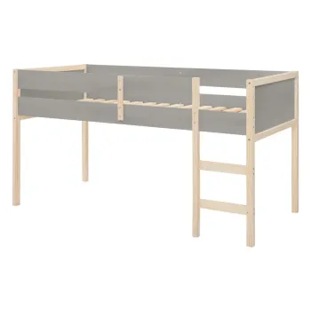 Pat pentru copii gri/in culoare naturala inalt din lemn de pin 90x200 cm Square - Storaa imagine