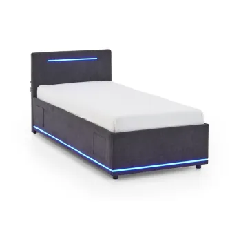 Pat pentru copii gri inchis tapitat fara somiera 90x200 cm Circle - Meise Mobel imagine