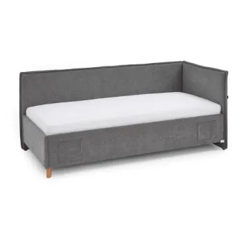 Pat pentru copii gri pe colt cu spatiu de depozitare 140x200 cm Fun - Meise Mobel imagine