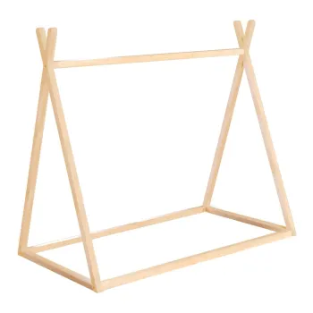 Pat pentru copii in culoare naturala de tip casa 70x140 cm Montessori - Roba imagine