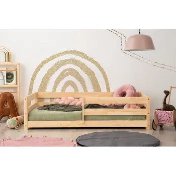Pat pentru copii in culoare naturala din lemn de pin 70x160 cm Mila CPD - Adeko imagine