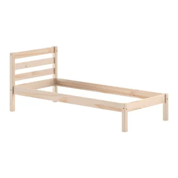 Pat pentru copii in culoare naturala din lemn de pin fara somiera 90x200 cm Pino - Vipack imagine