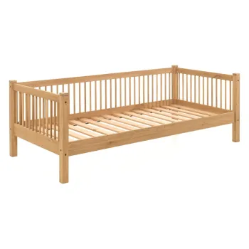 Pat pentru copii in culoare naturala din lemn de stejar 90x200 cm Forrest - Vipack imagine