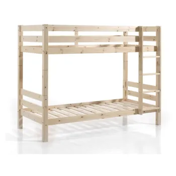 Pat pentru copii in culoare naturala supraetajat 90x200 cm Pino - Vipack imagine