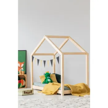 Pat pentru copii in forma de casuta din lemn de pin 140x200 cm Mila RM - Adeko imagine
